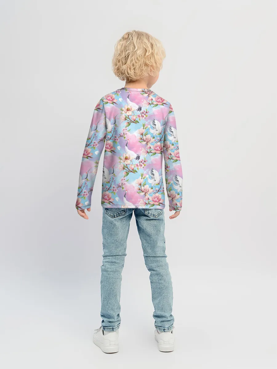 Детский лонгслив / Узор с журавлями