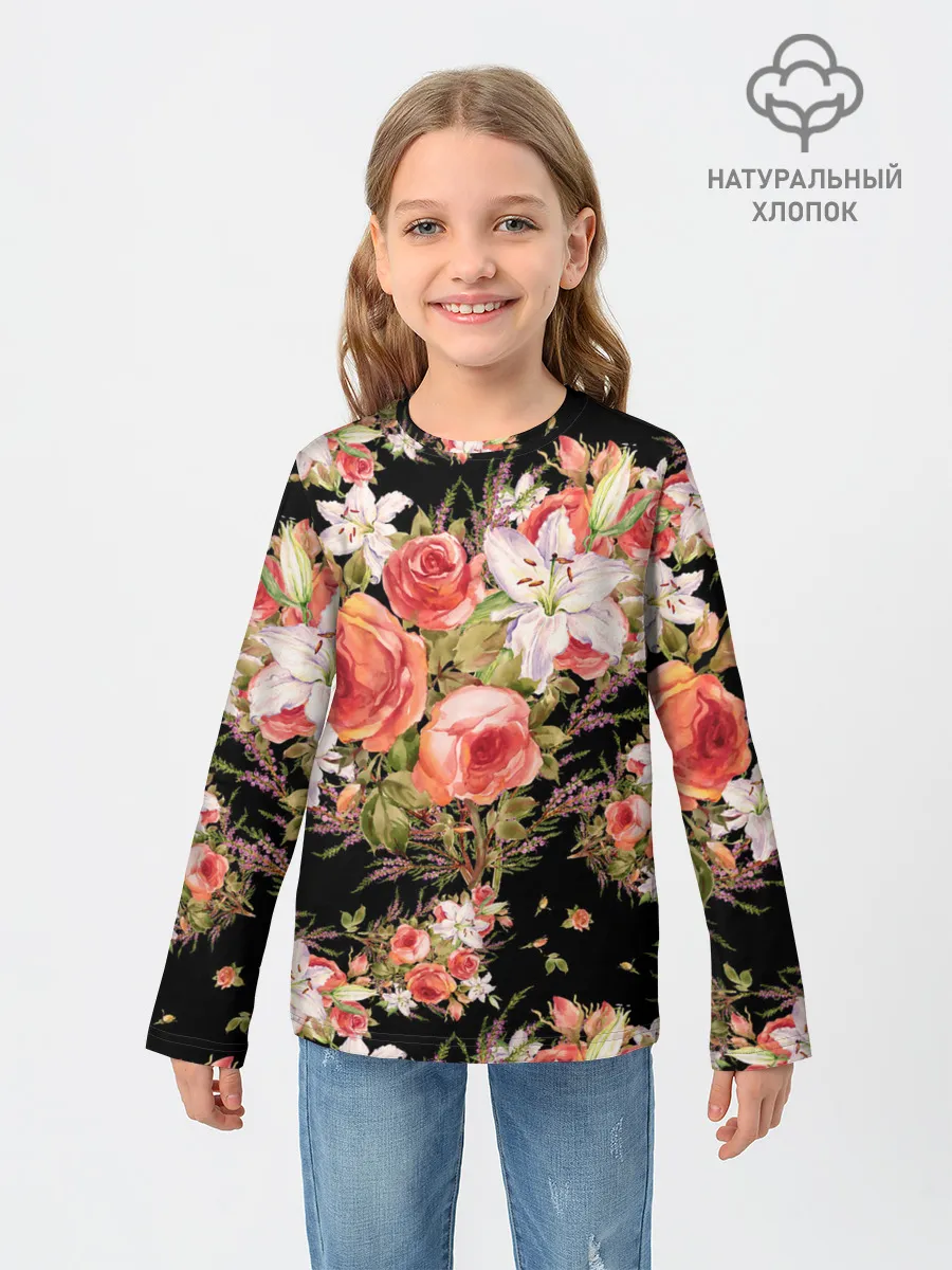 Детский лонгслив / Лилии и розы