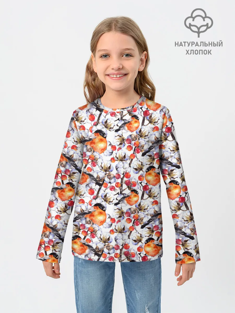 Детский лонгслив / Снегири