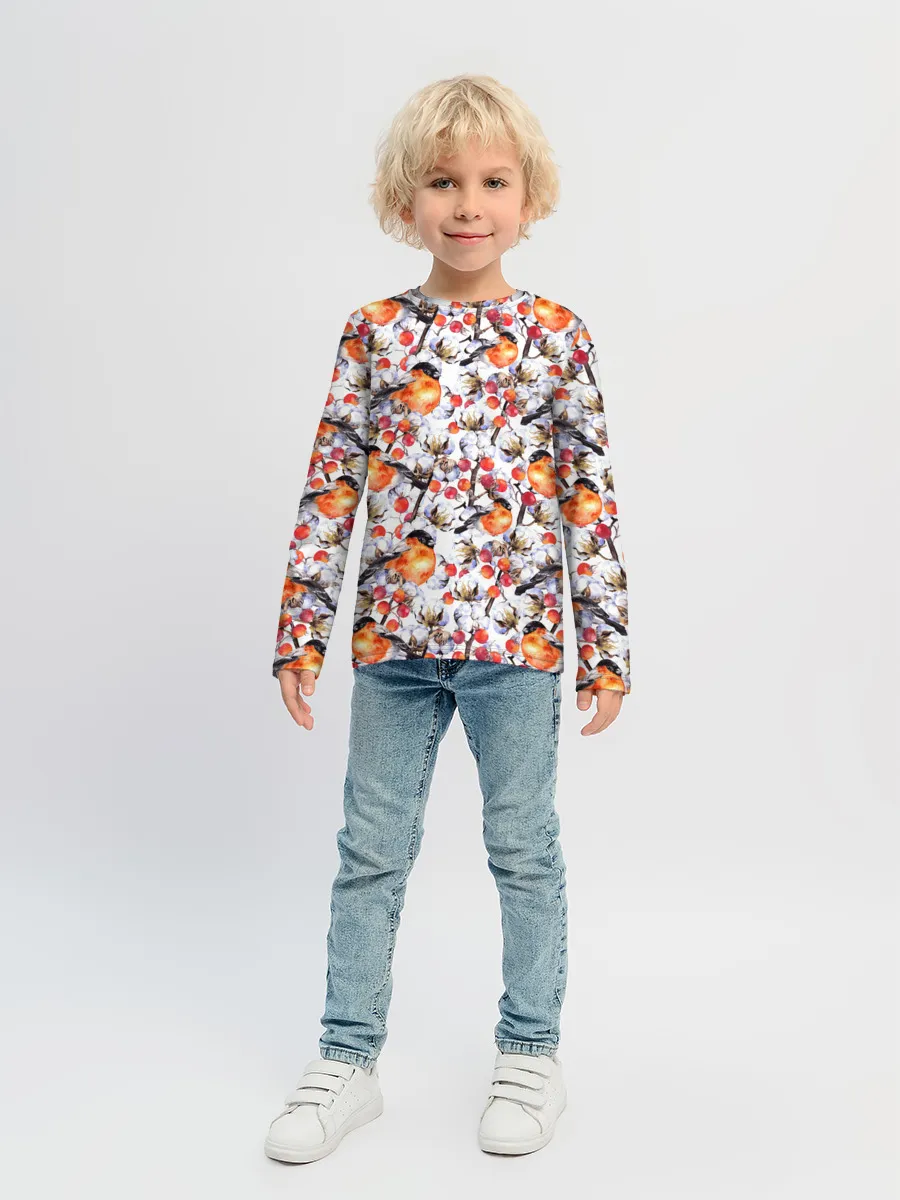Детский лонгслив / Снегири
