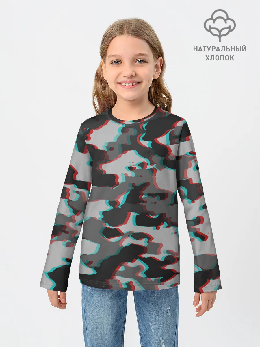 Детский лонгслив / Серый камуфляж