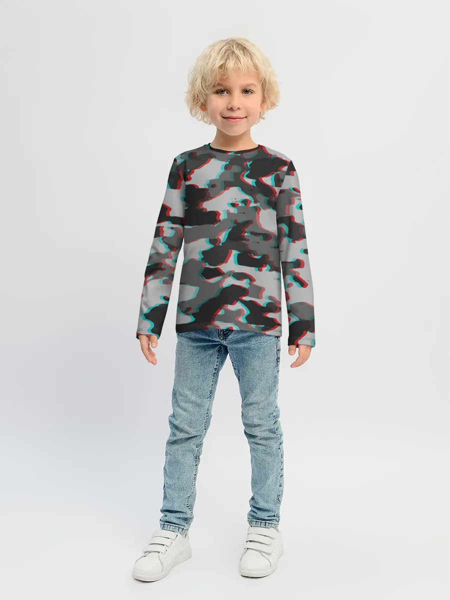 Детский лонгслив / Серый камуфляж