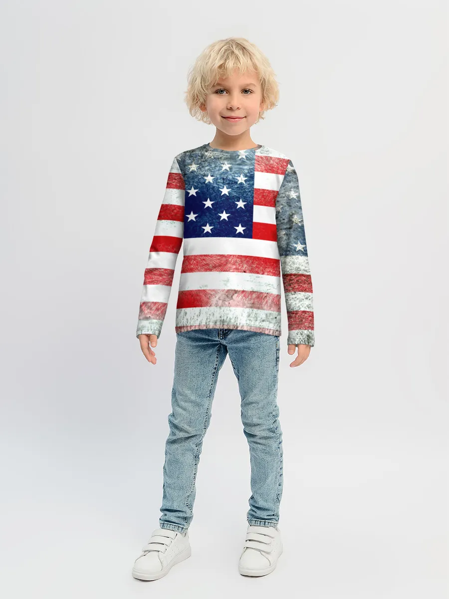 Детский лонгслив / Америка Флаг