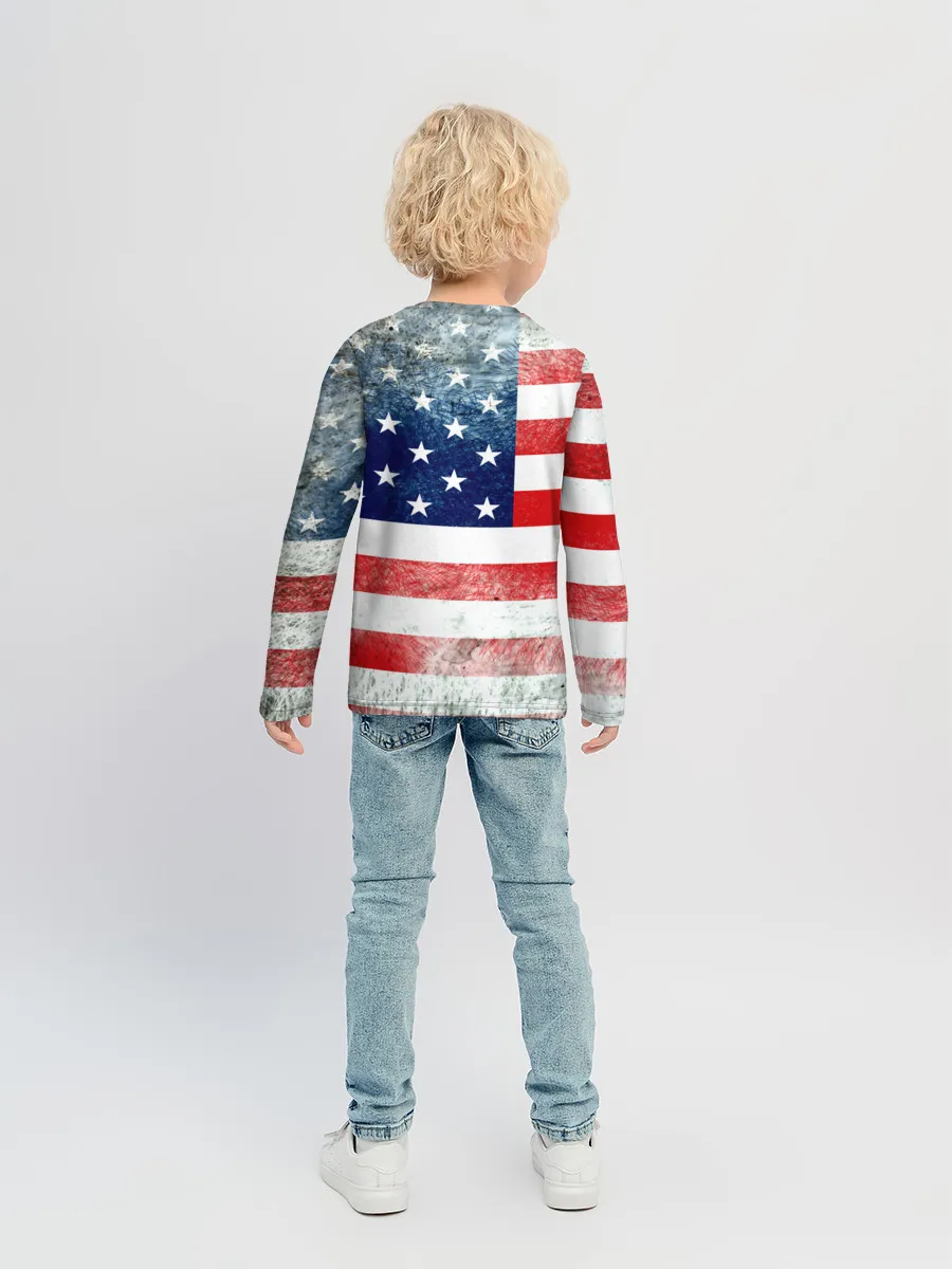 Детский лонгслив / Америка Флаг