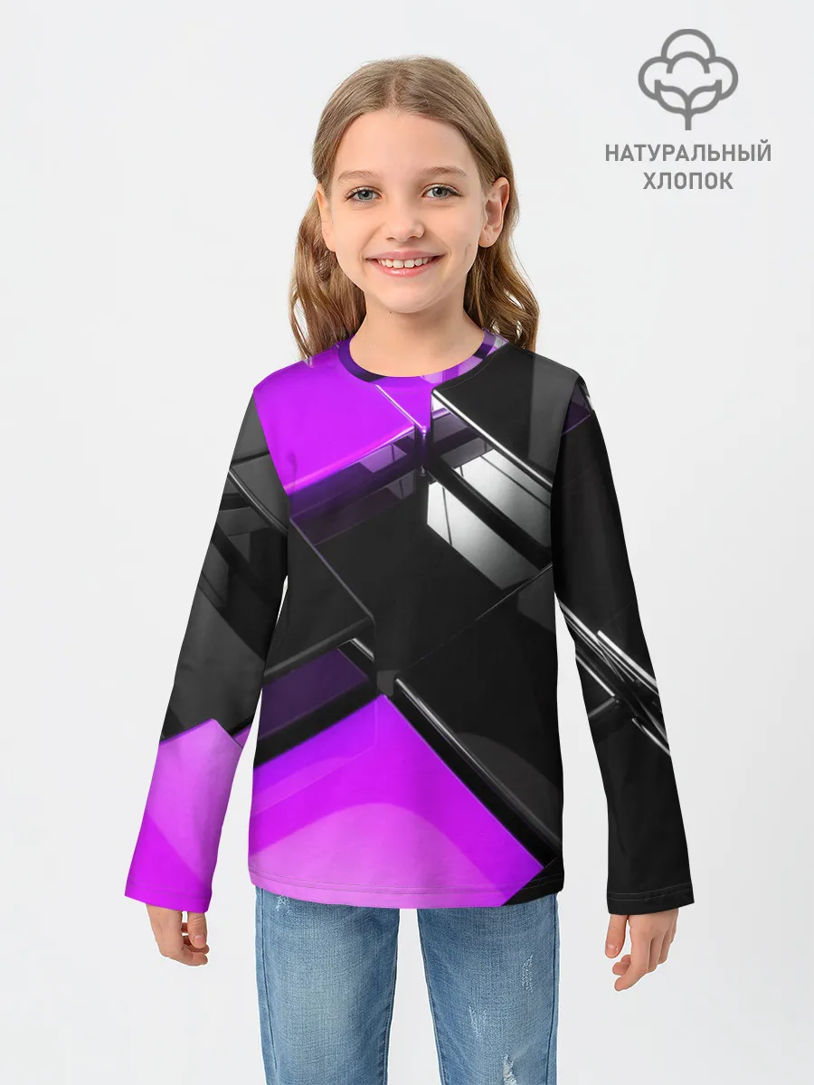 Детский лонгслив / Неоновые кубы