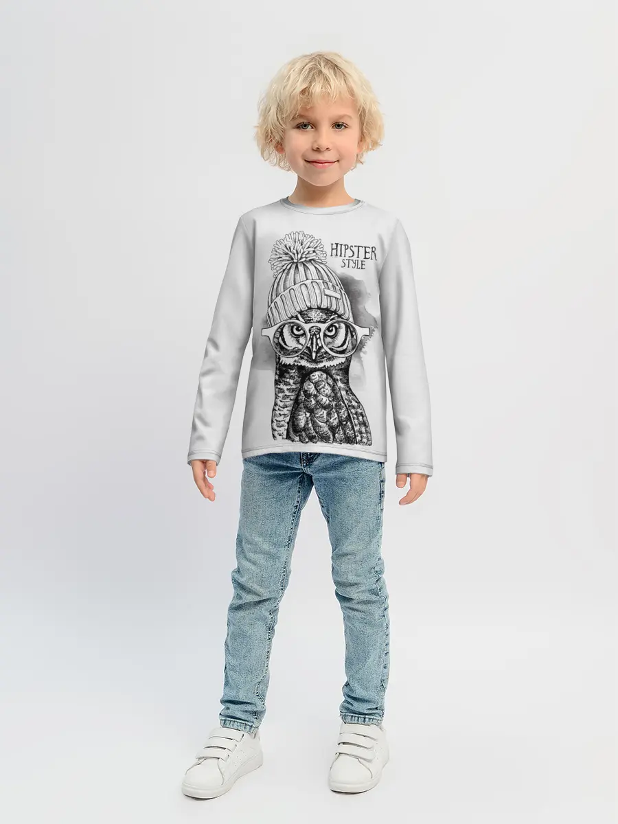Детский лонгслив / Хипстер сова