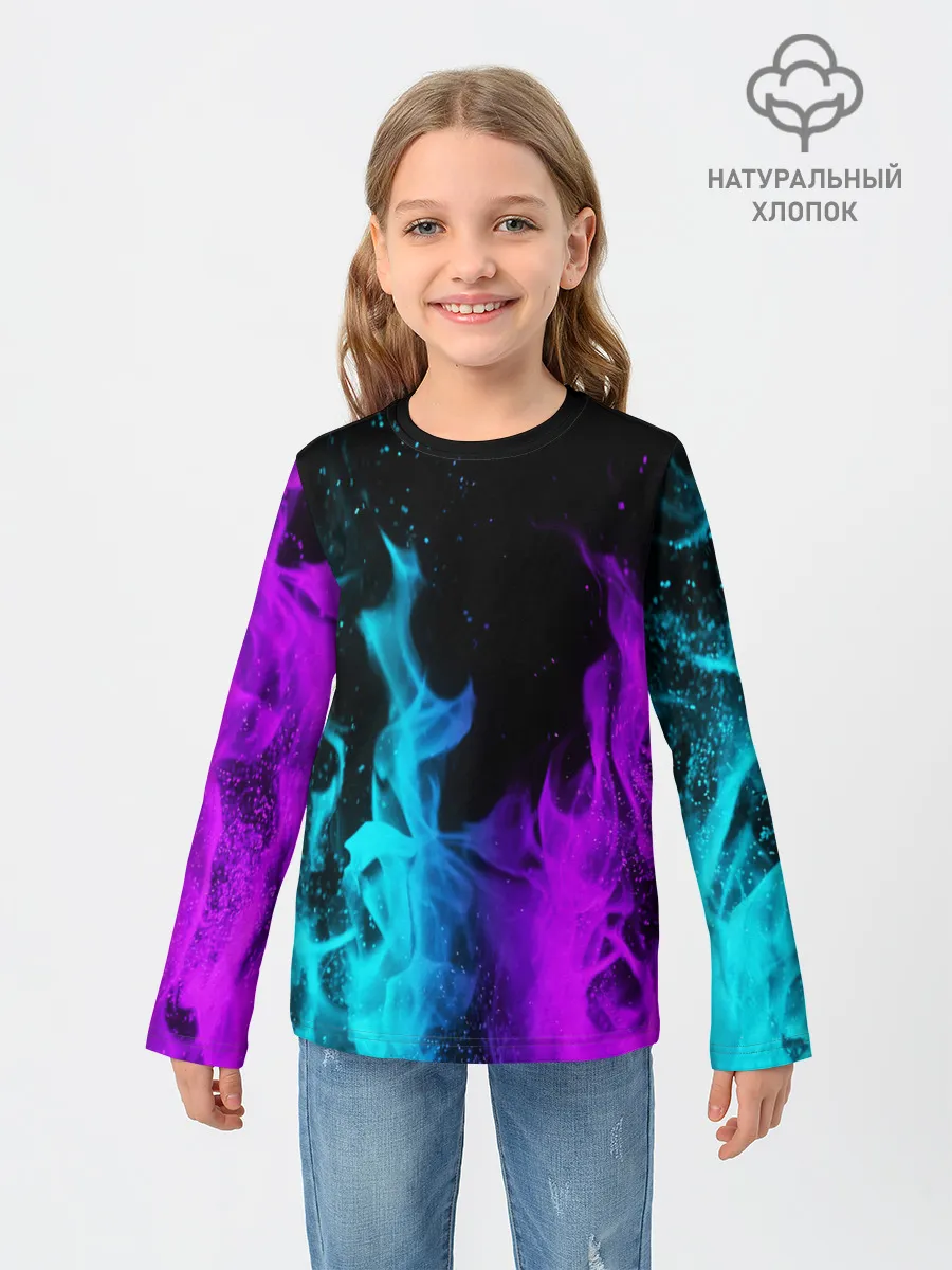 Детский лонгслив / ПЛАМЯ | НЕОНОВЫЙ ОГОНЬ