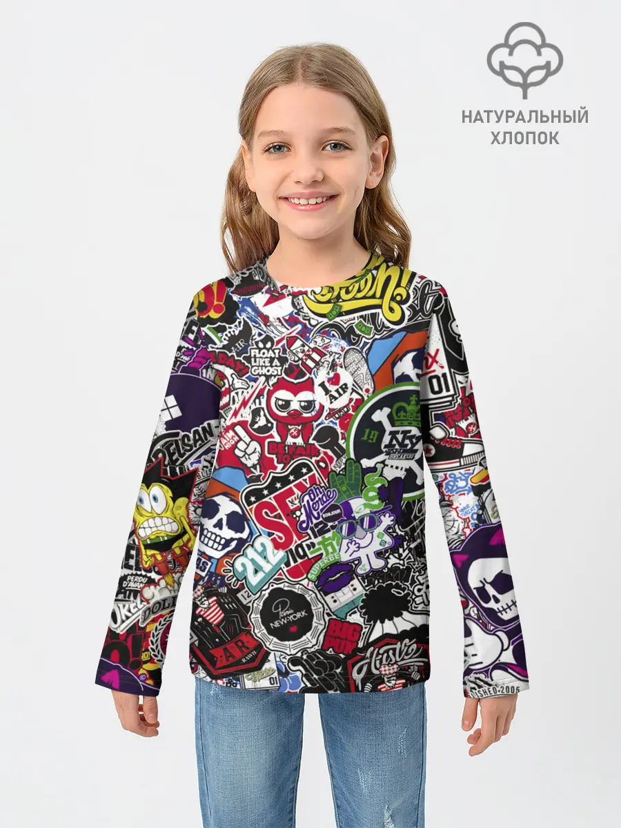Детский лонгслив / Stickerbombing New York