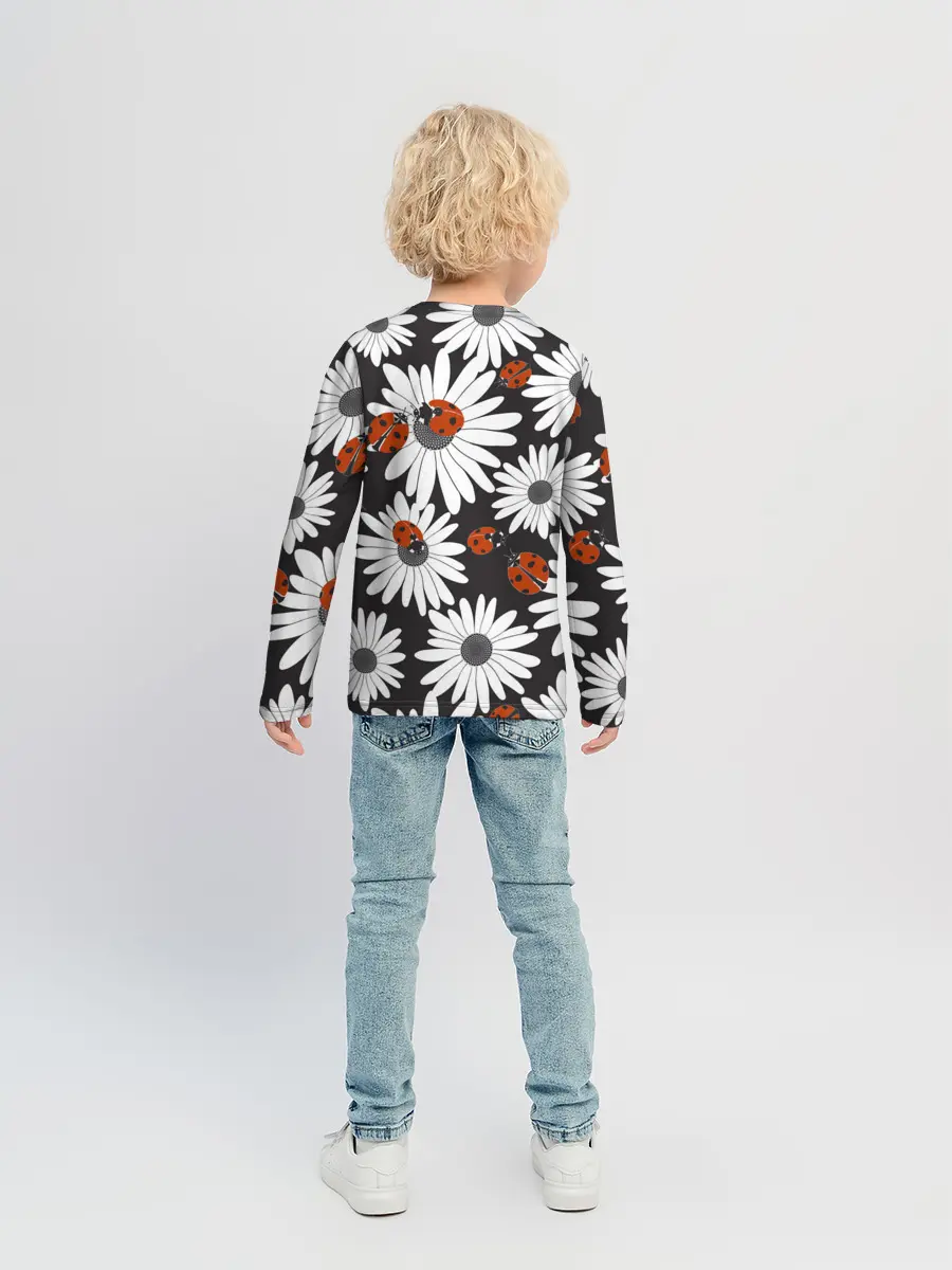 Детский лонгслив / Божьи коровки на ромашках