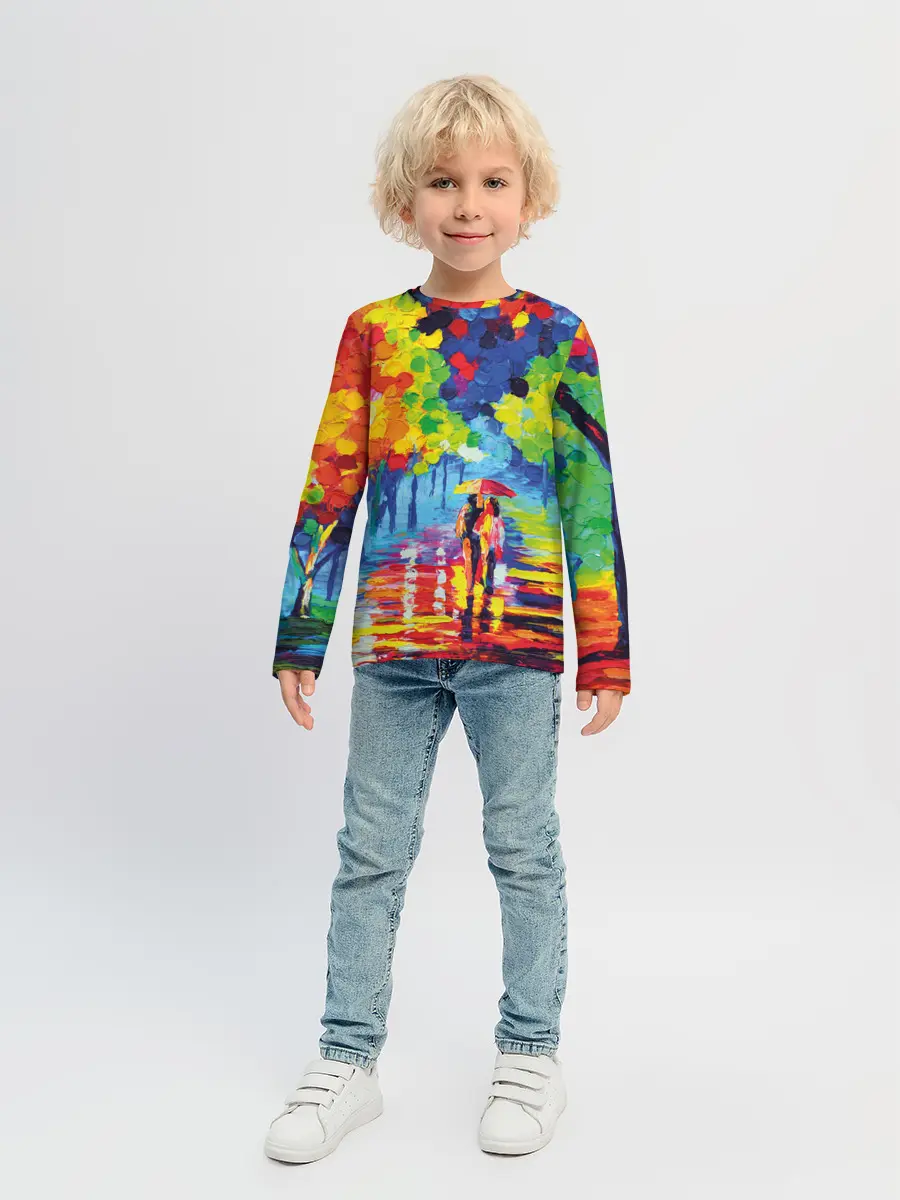 Детский лонгслив / Осенний бульвар