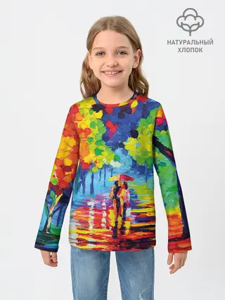 Детский лонгслив / Осенний бульвар