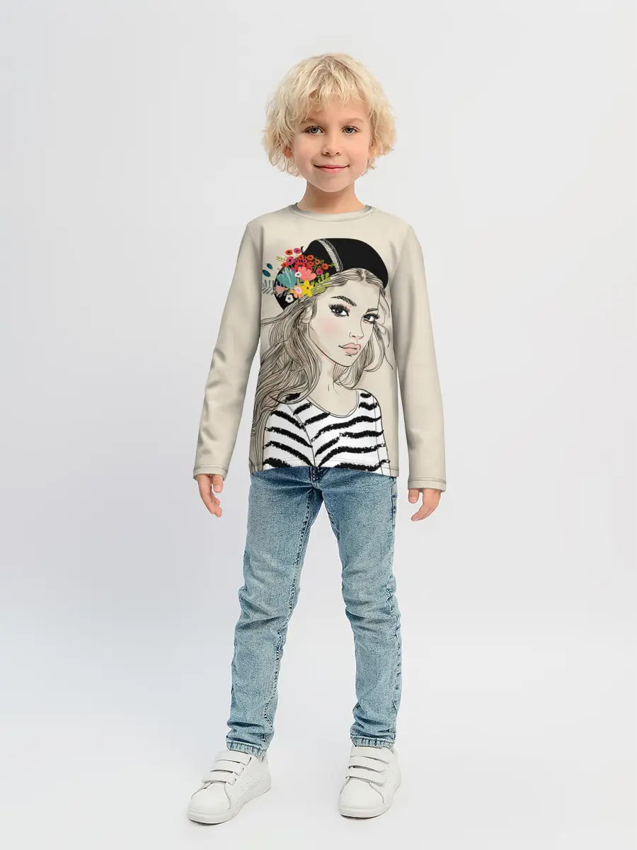 Детский лонгслив / Парижанка в берете