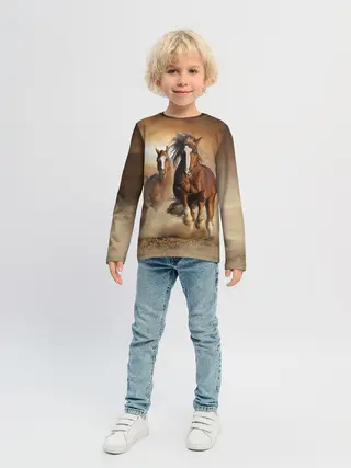Детский лонгслив / Бегущие лошади