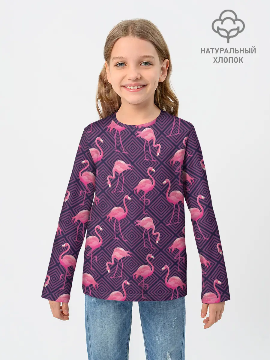 Детский лонгслив / Фламинго
