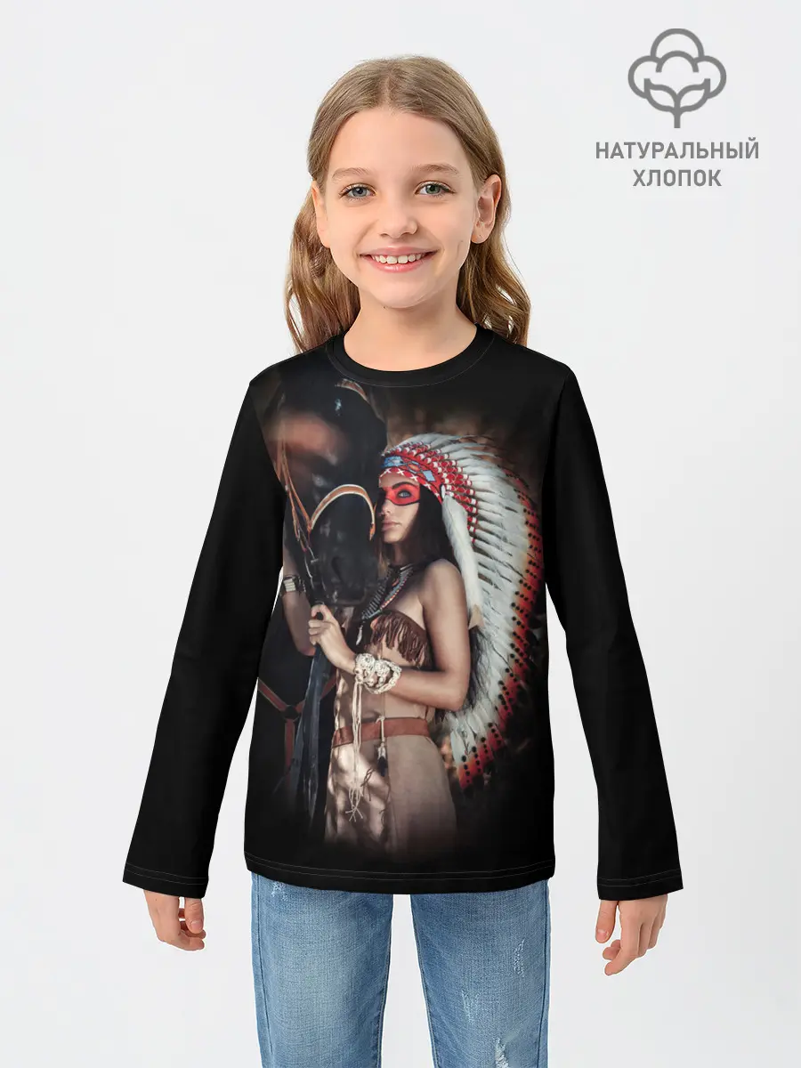 Детский лонгслив / Девушка с лошадью