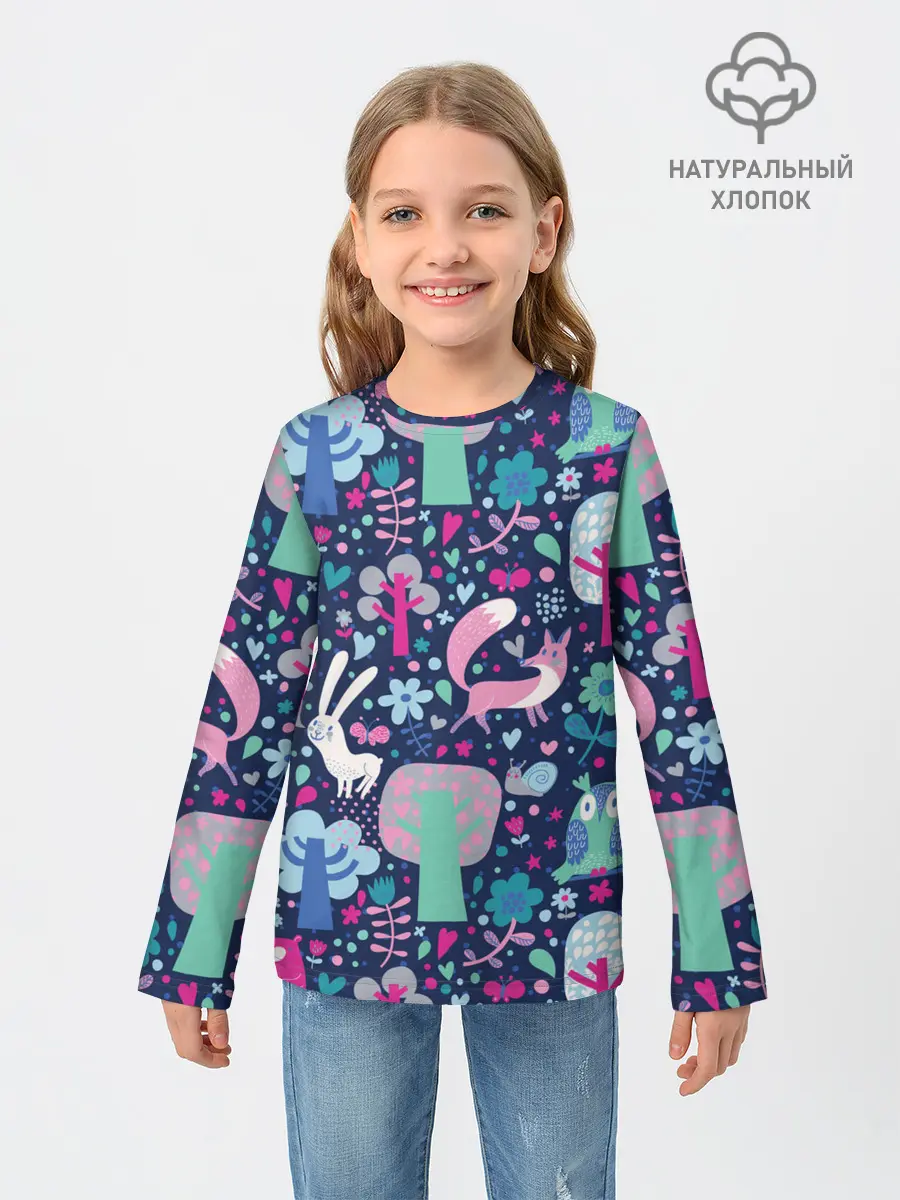 Детский лонгслив / Лесные животные