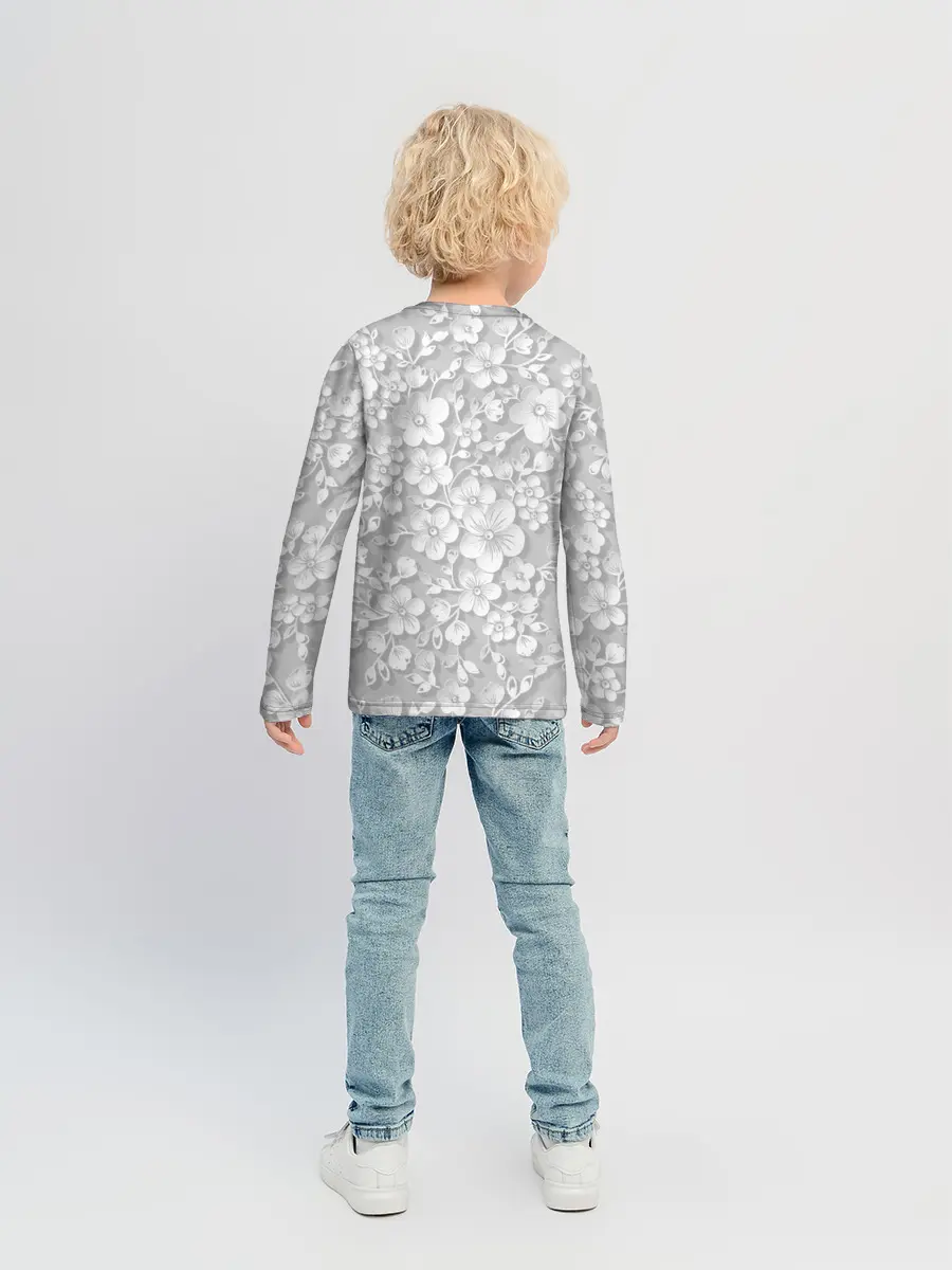 Детский лонгслив / Белые цветы