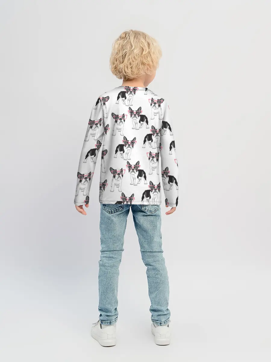 Детский лонгслив / Французские бульдоги в очках