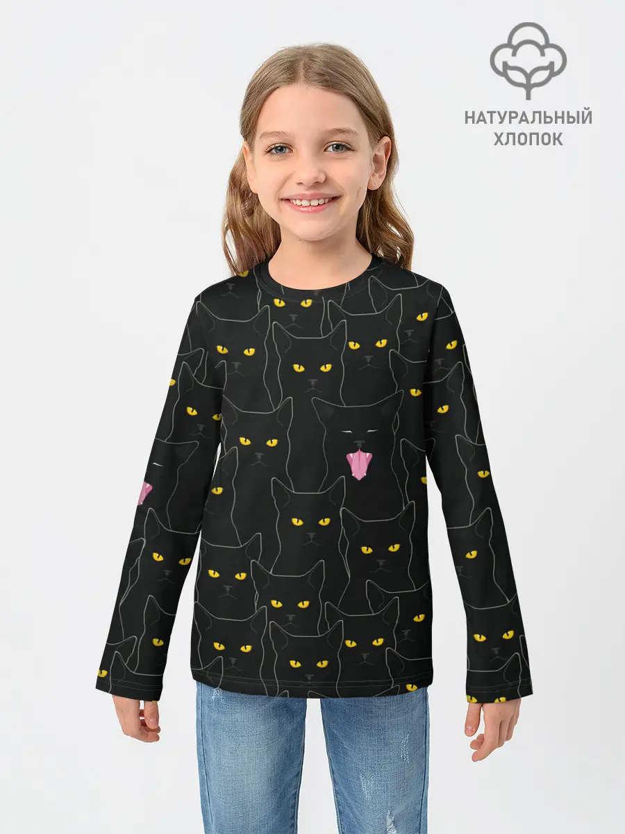 Детский лонгслив / Чёрные коты