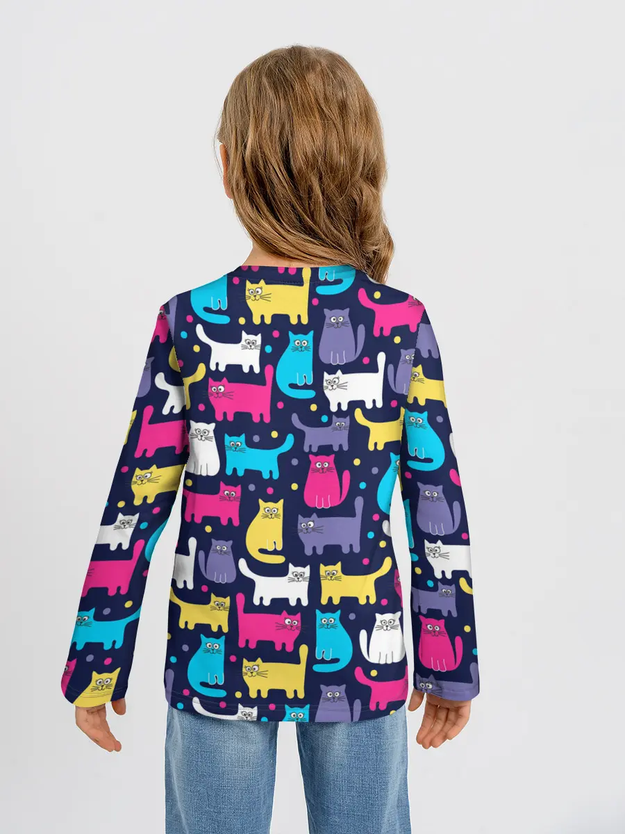 Детский лонгслив / Разноцветные котики