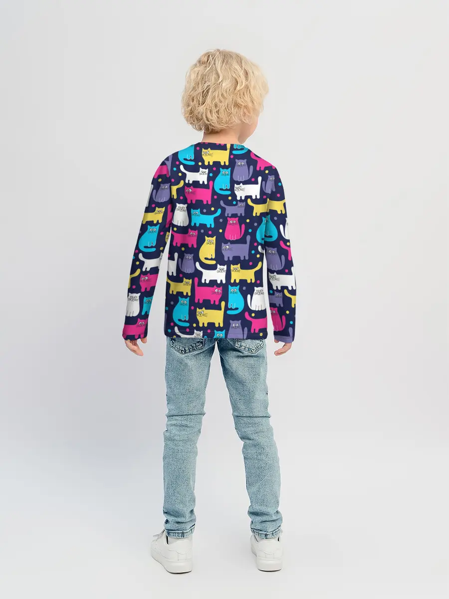 Детский лонгслив / Разноцветные котики