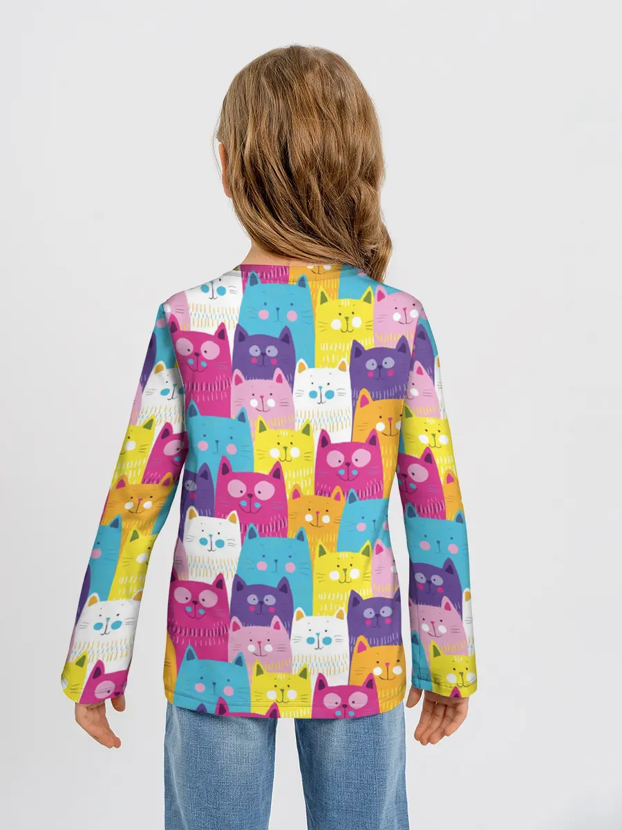 Детский лонгслив / Разноцветные котики