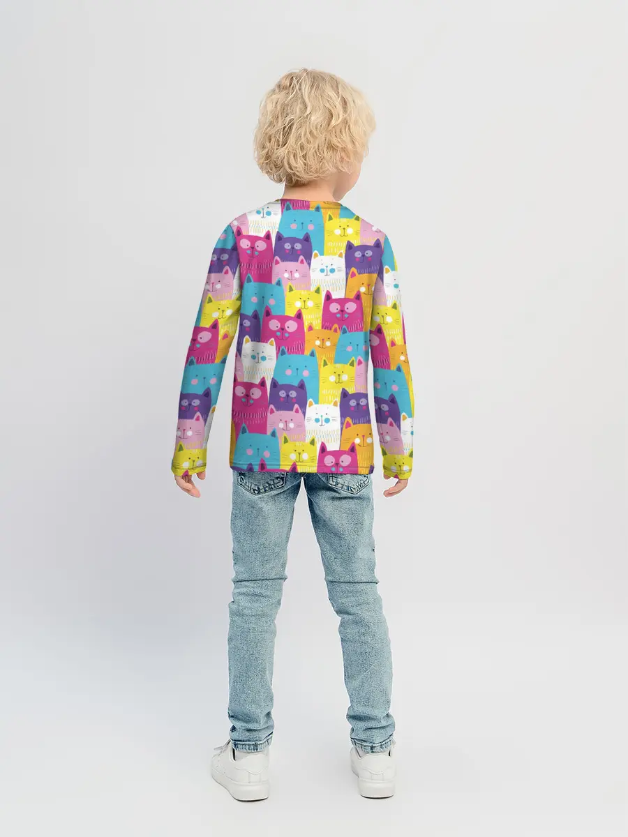 Детский лонгслив / Разноцветные котики