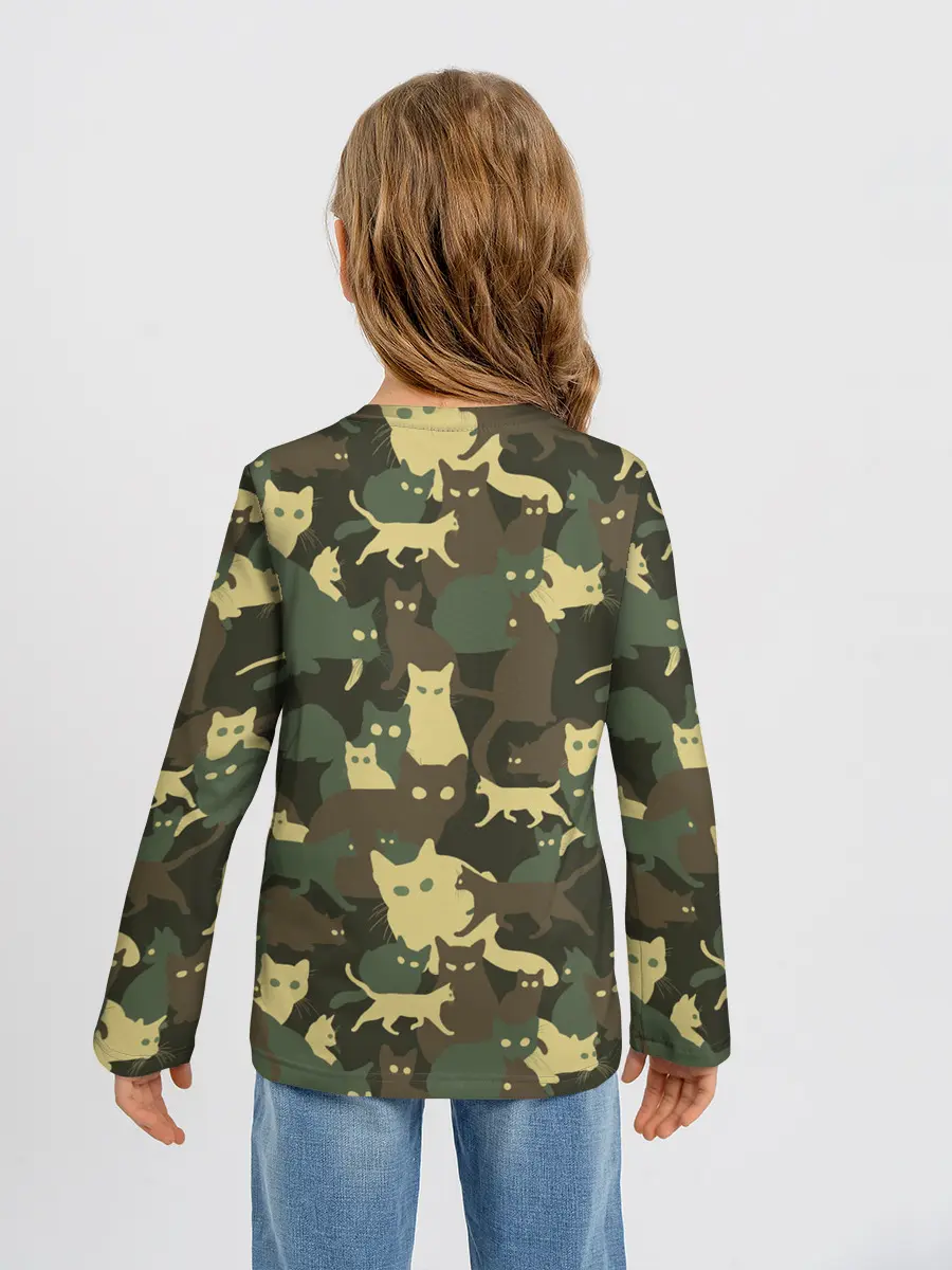 Детский лонгслив / Кошачий камуфляж