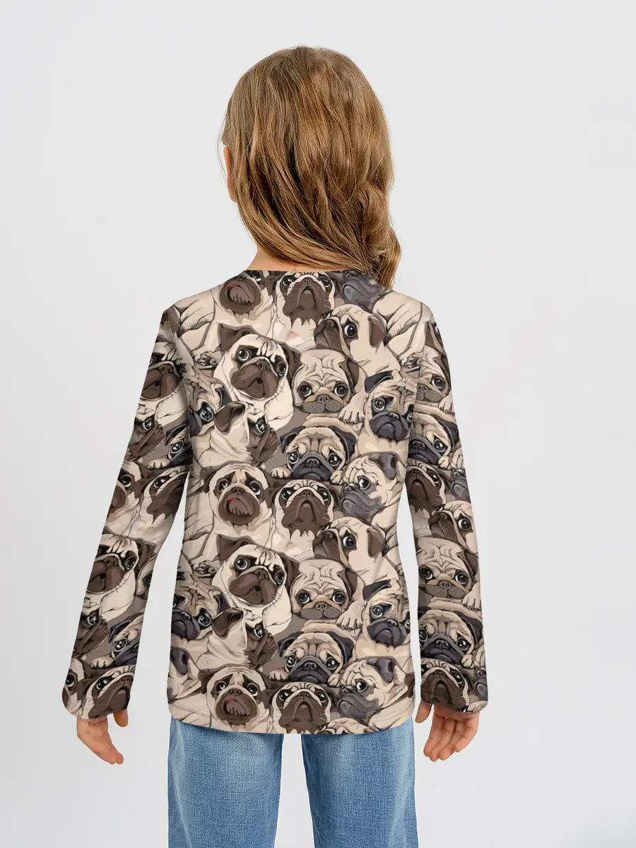 Детский лонгслив / Мопсы