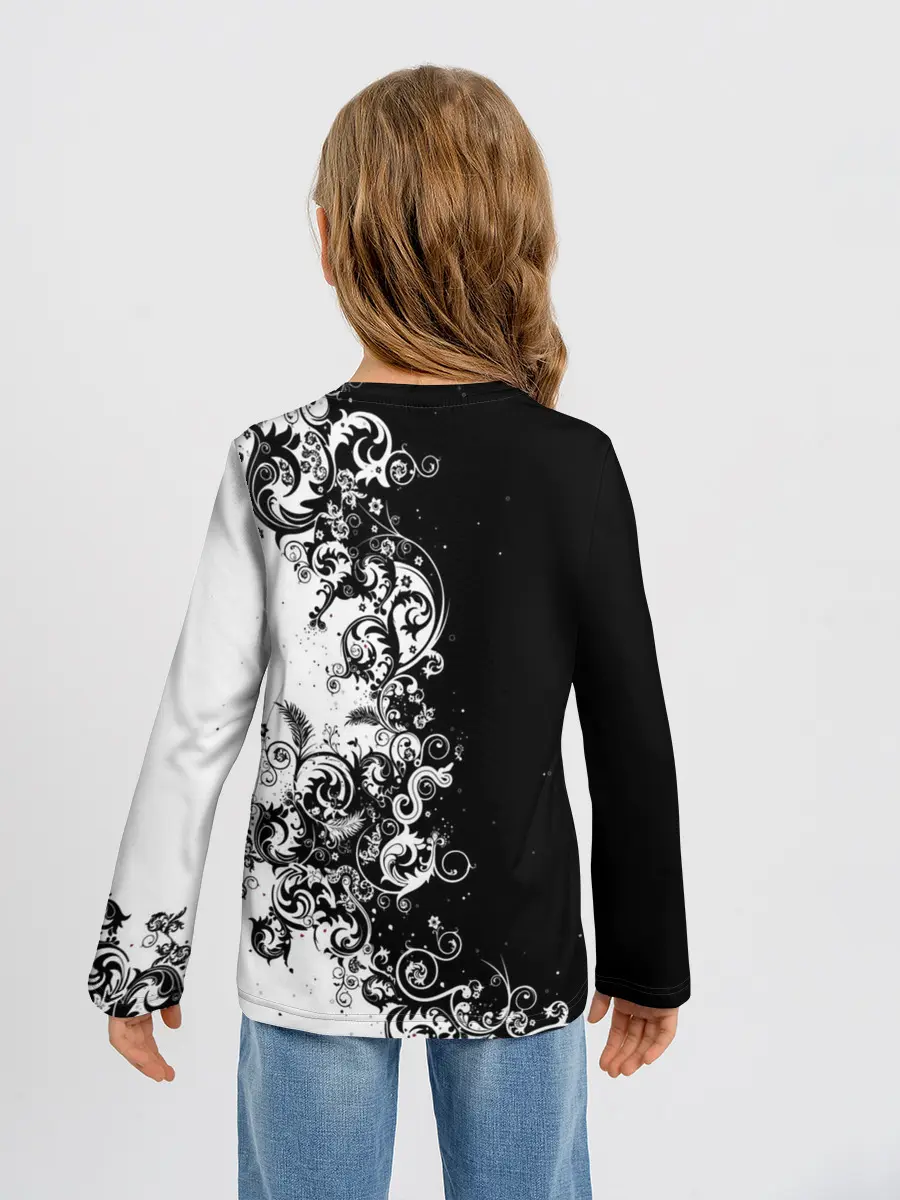 Детский лонгслив / Черно-белый узор.