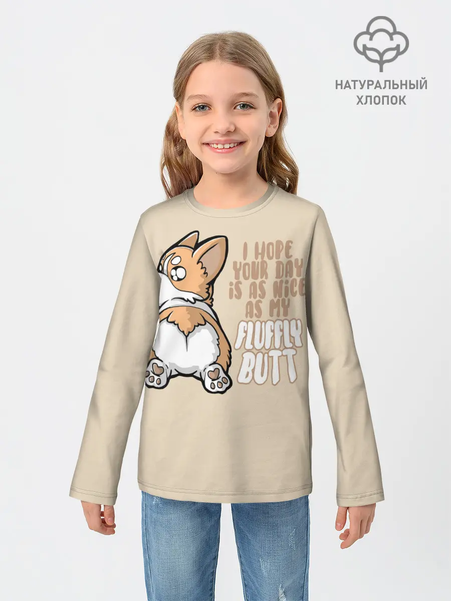 Детский лонгслив / Милый Корги