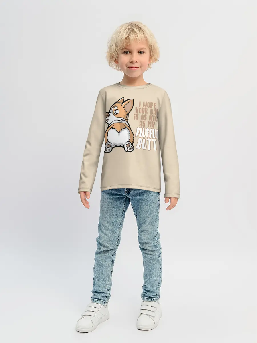 Детский лонгслив / Милый Корги