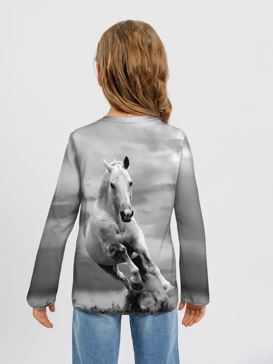 Детский лонгслив / Белая лошадь
