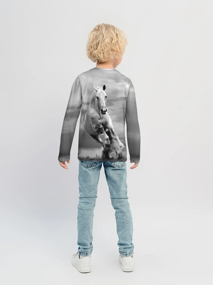 Детский лонгслив / Белая лошадь