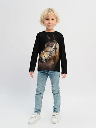 Детский лонгслив / Гнедая лошадь