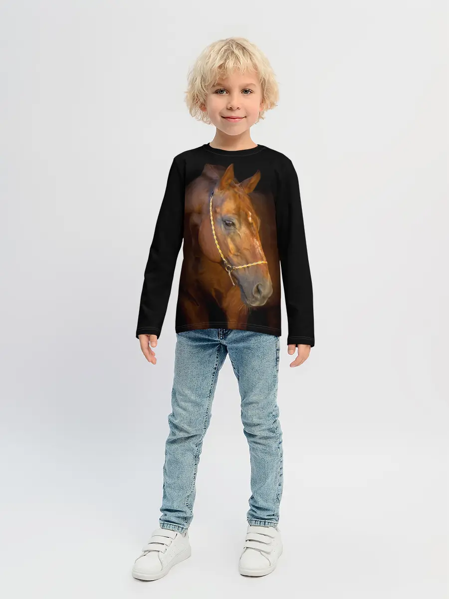 Детский лонгслив / Гнедая лошадь
