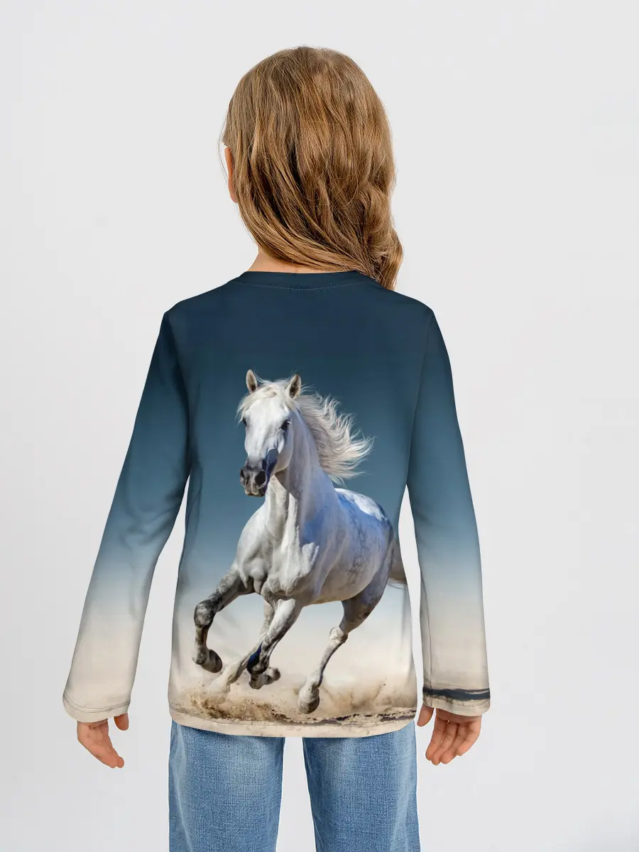 Детский лонгслив / Серый в яблоках конь