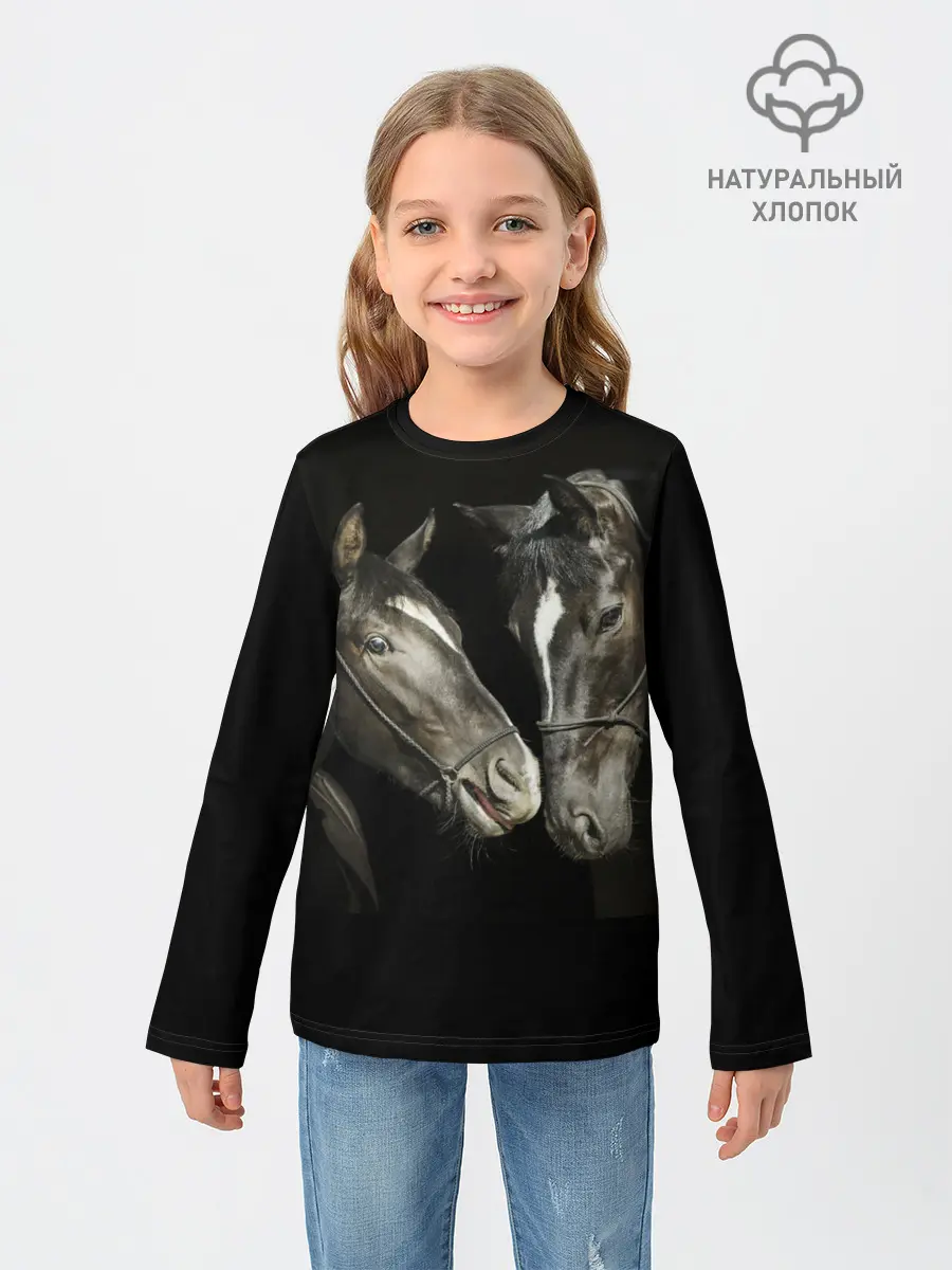 Детский лонгслив / Лошади