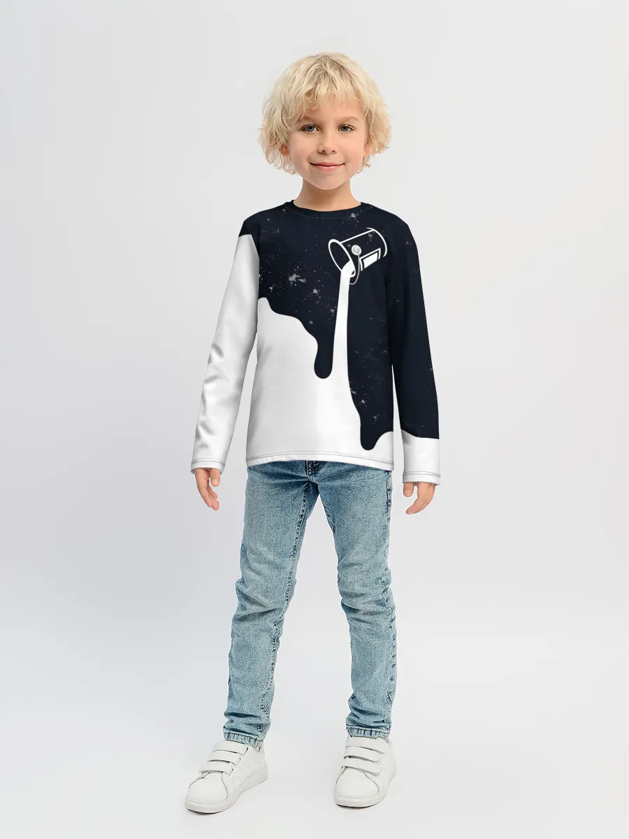 Детский лонгслив / Черно-белый