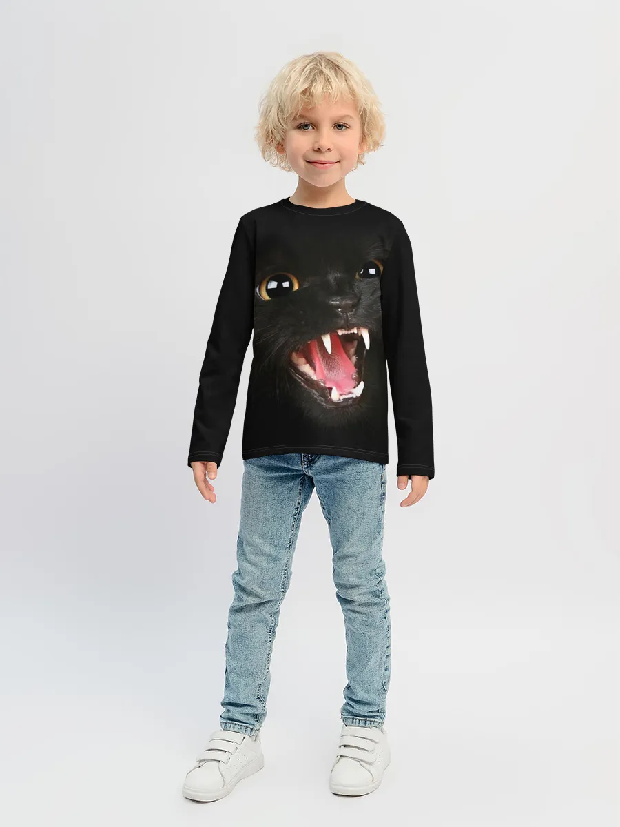 Детский лонгслив / Черный кот