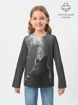Детский лонгслив / Воющий волк