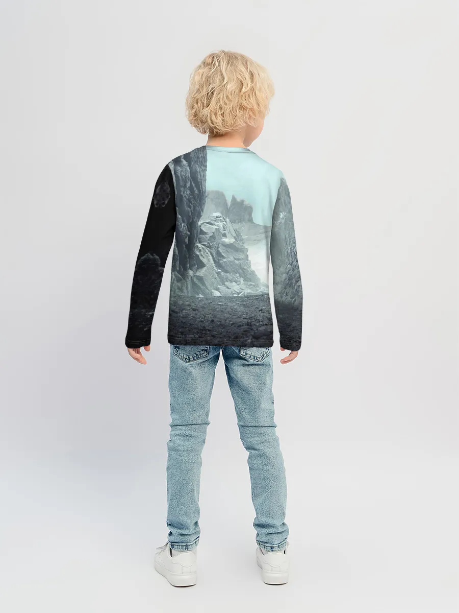 Детский лонгслив / Волк в горах