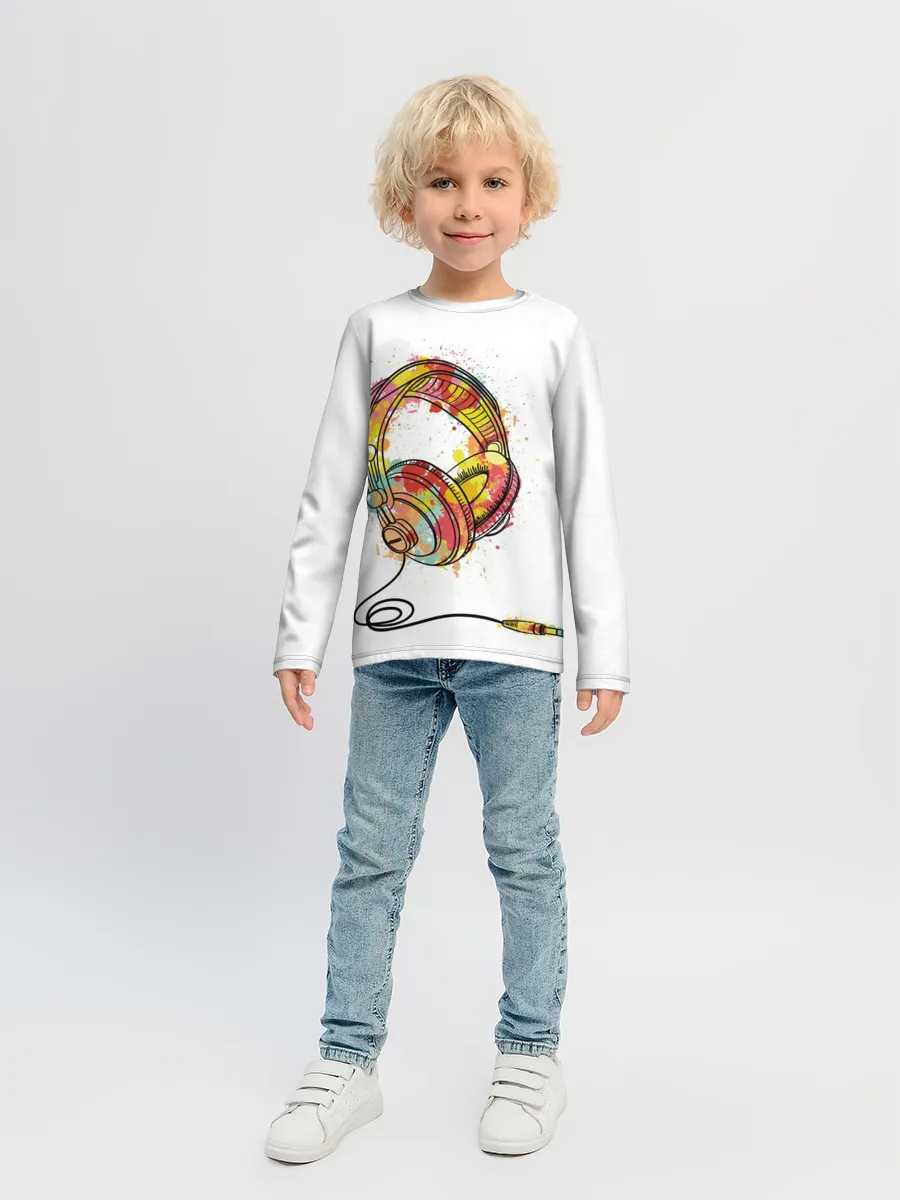Детский лонгслив / Красочные наушники
