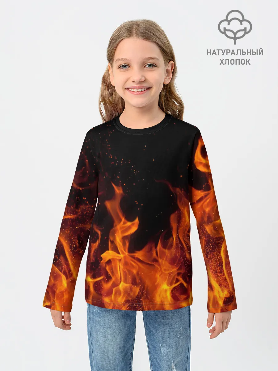 Детский лонгслив / Огонь с искрами