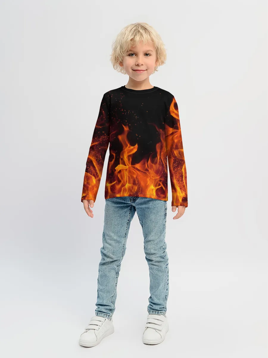 Детский лонгслив / Огонь с искрами