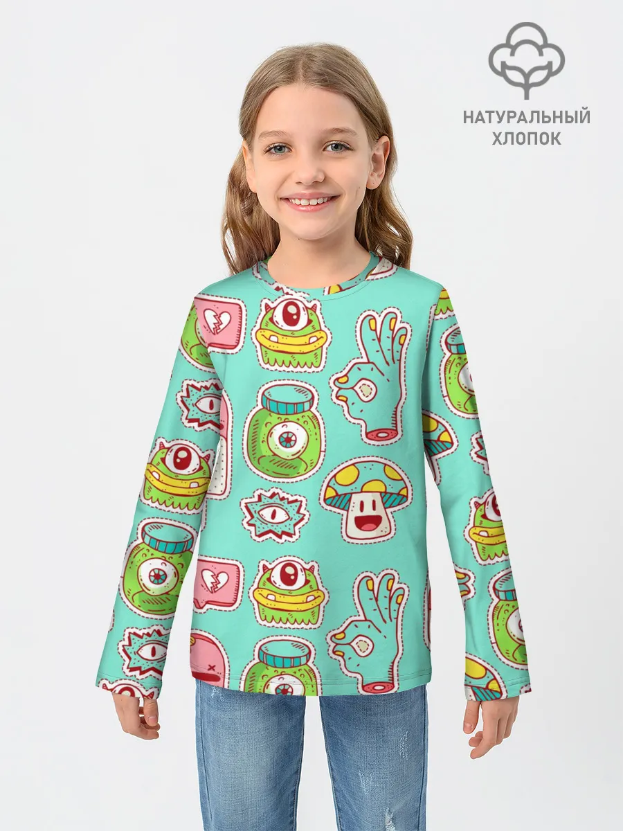 Детский лонгслив / Яркие монстрики