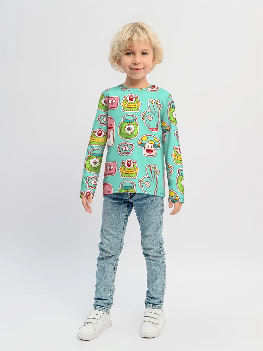 Детский лонгслив / Яркие монстрики