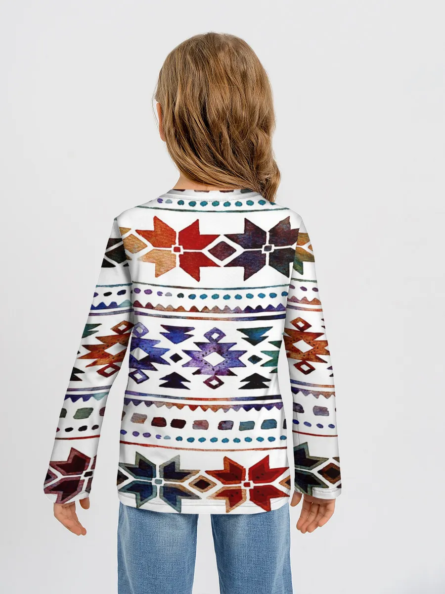 Детский лонгслив / Снежинки акварель