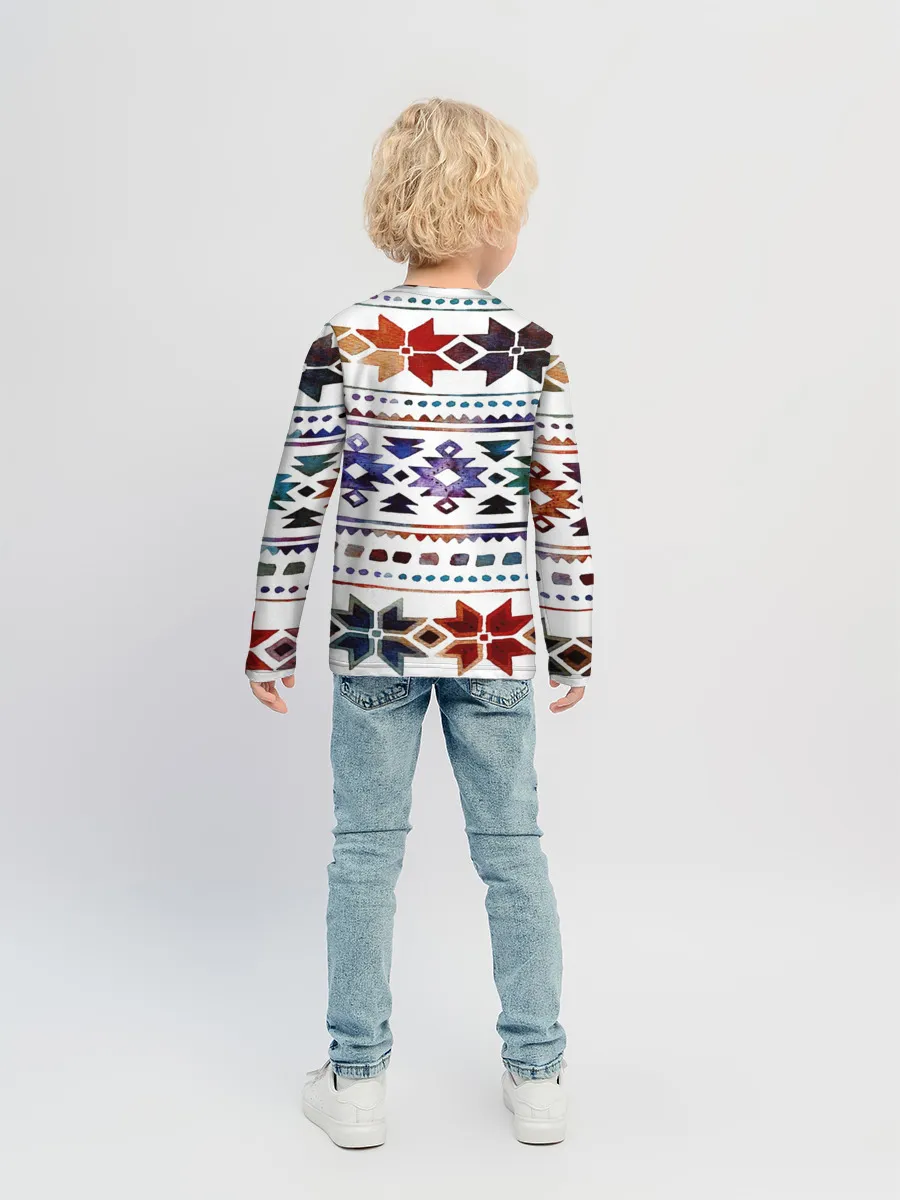 Детский лонгслив / Снежинки акварель