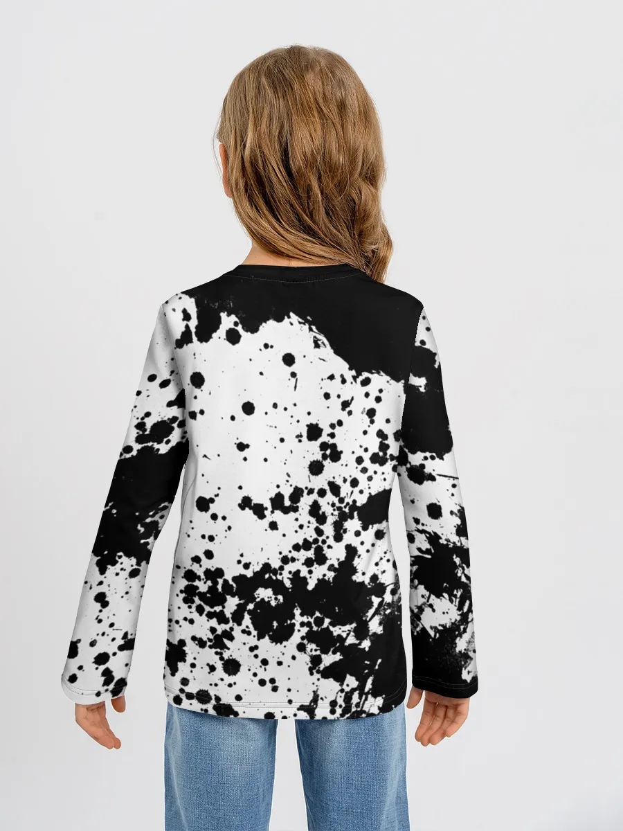 Детский лонгслив / Черно-белые капли